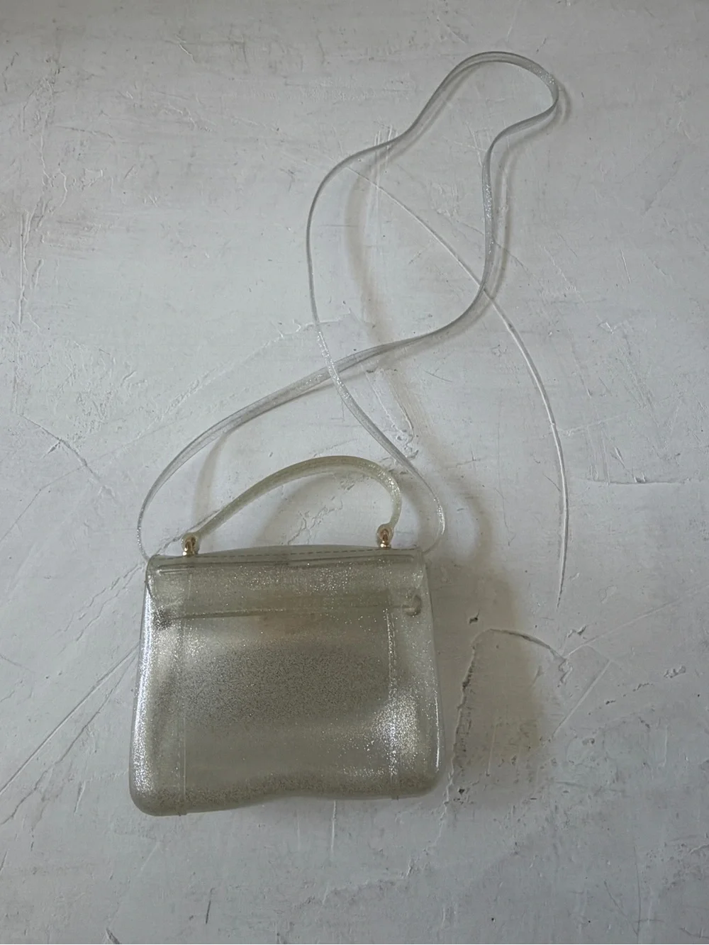 Furla Y2K Silver Glitter Rubber Mini Candy Crossbody Jelly Bag